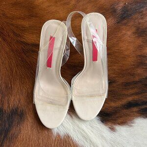 NWOT Zara Size 6 Off White High Heeled Vinyl Sandals